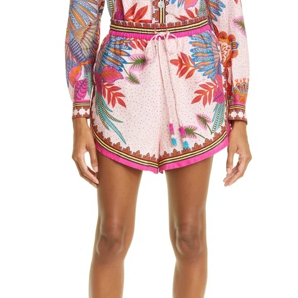 FARM Rio pink linen button up and shorts set (2 pieces) in Macaw Scarf XL - Picture 12 of 13